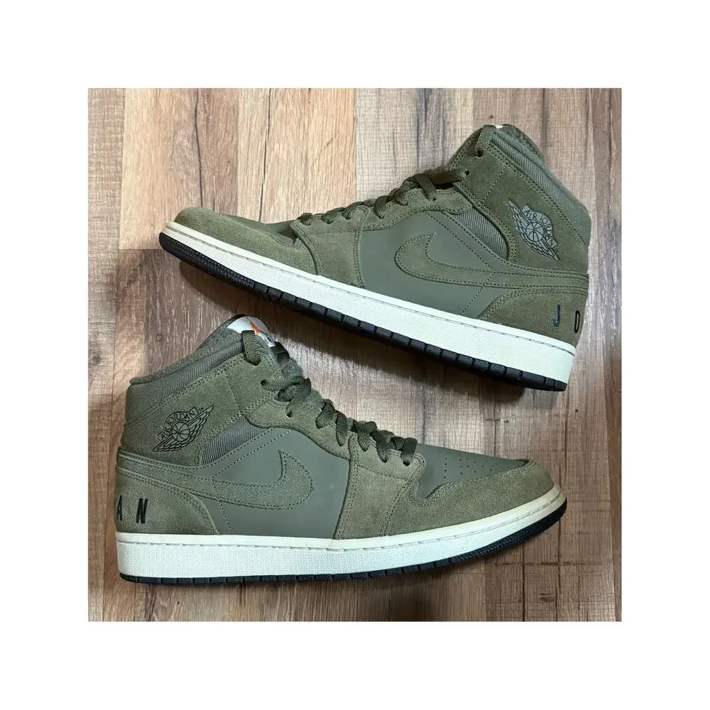 2018 Air Jordan 1 Mid Retro Olive Canvas